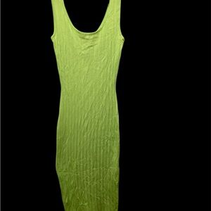 Almost Famous Lime Green Ribbed Dress